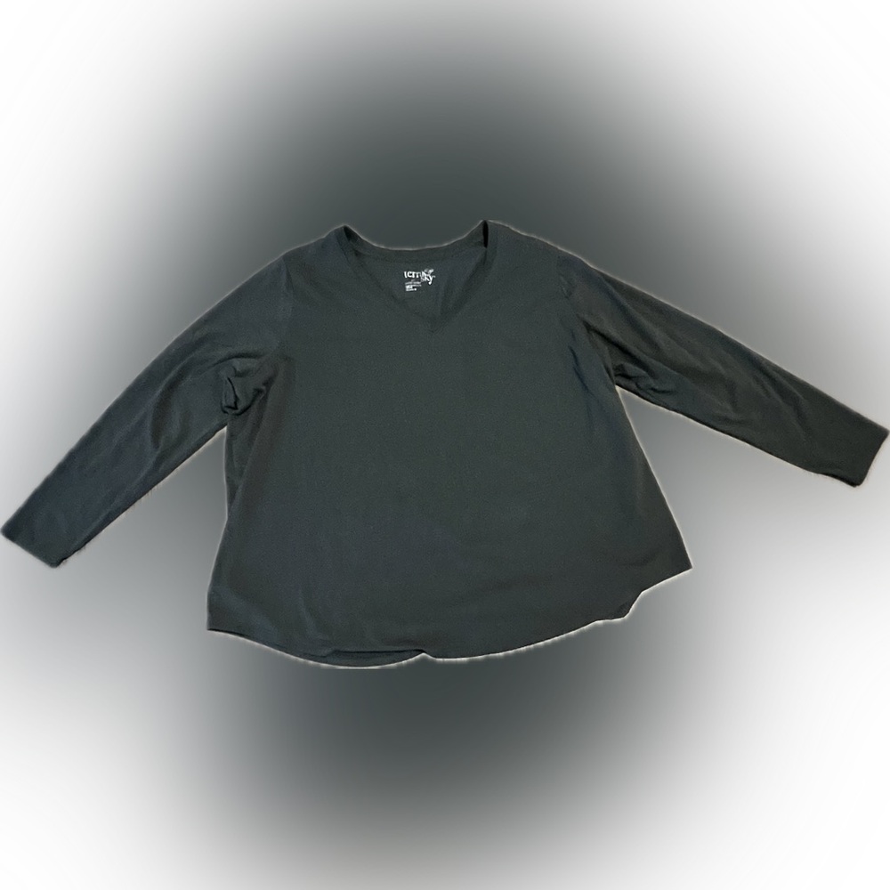 🍄Terra & Sky Green Long Sleeve V-Neck Top T-shirt Blouse Tee 2X 20W - 22W